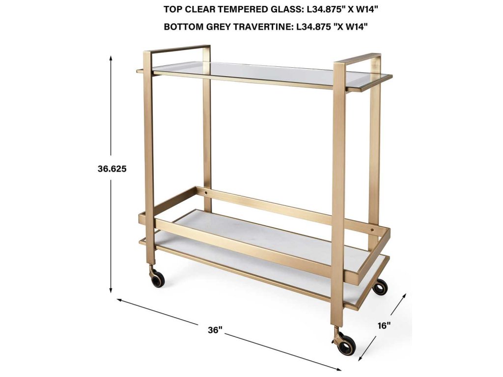 Roll Along Bar Cart - Brass - image 5