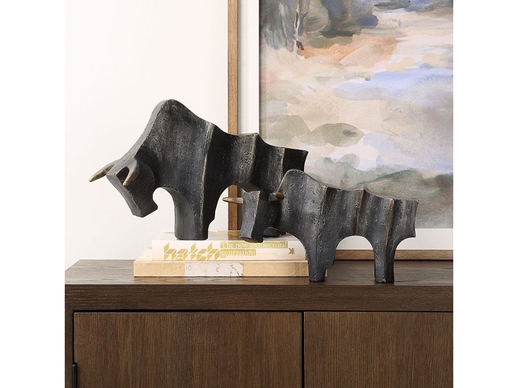 Regal Bull Sculptures, S/2 - image 2