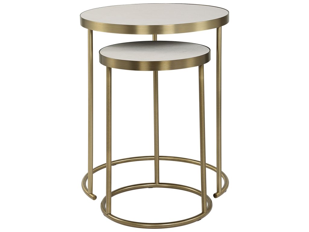 Aragon Nesting Tables, S/2, White - image 3