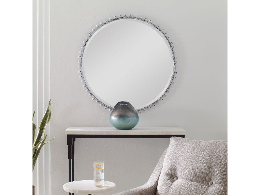Taza Round Mirror, Antique White - image 1