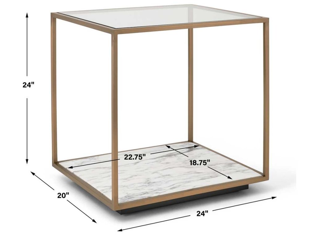 Floating Plane End Table - Marble/Brass - image 6