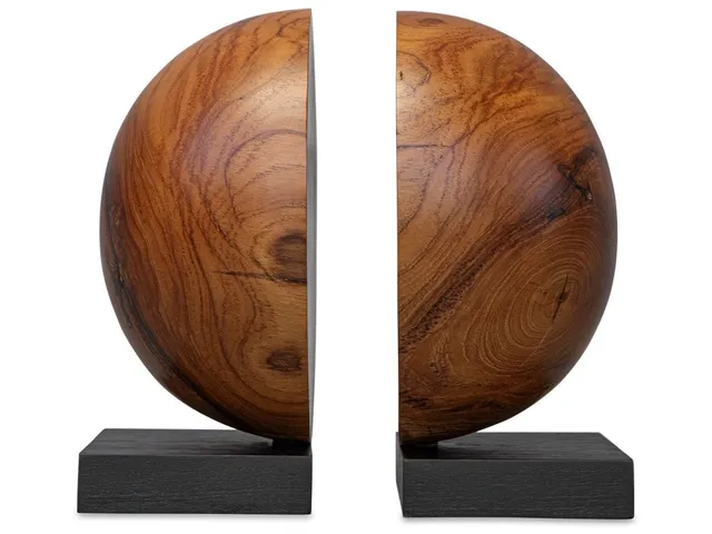 Teak And Noir Bookends, S/2