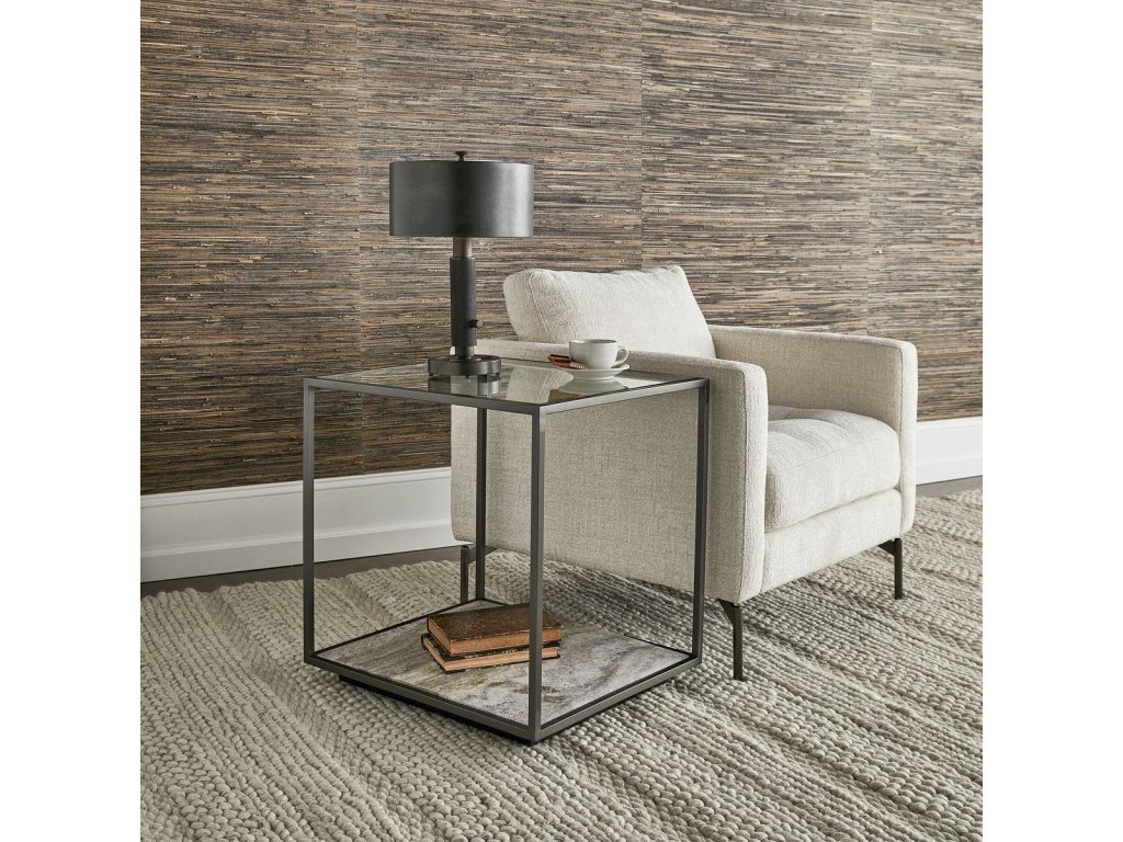Floating Plane End Table - Travertine/Bronze - image 6
