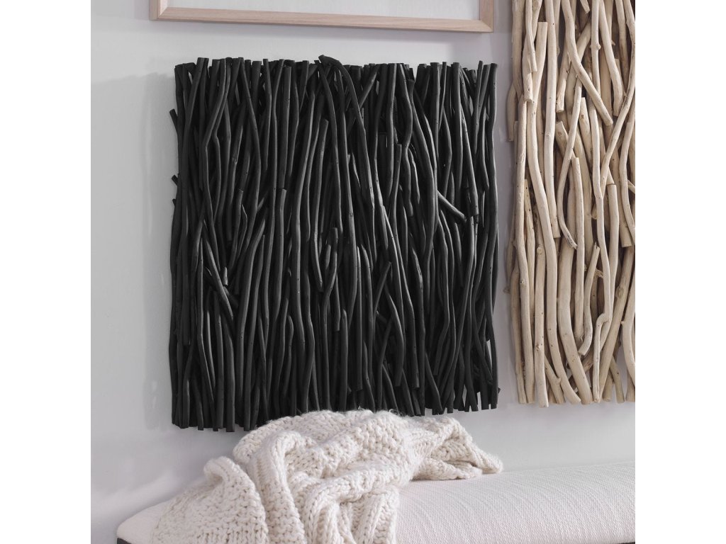 Gathered Teak Square Wood Wall Decor, Black - image 2
