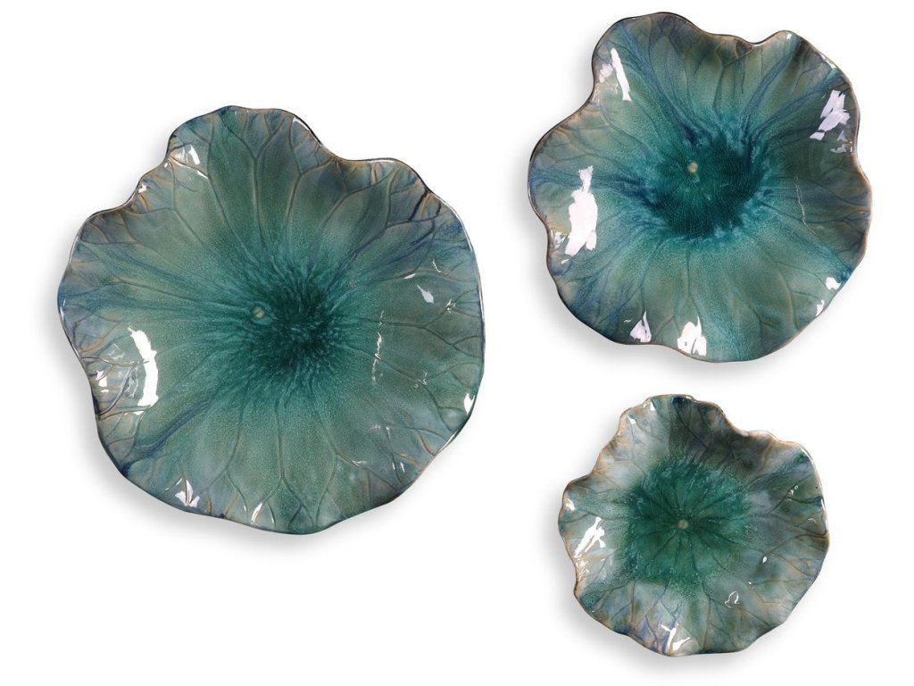 Abella Ceramic Outdoor Wall Decor, Aqua, S/3 - main image
