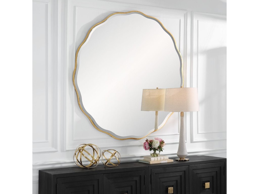 Aneta Large Round Mirror, Gold - image 2