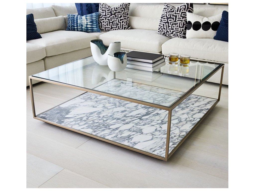 Floating Plane Coffee Table - Marble/Brass, 2 Cartons - image 3