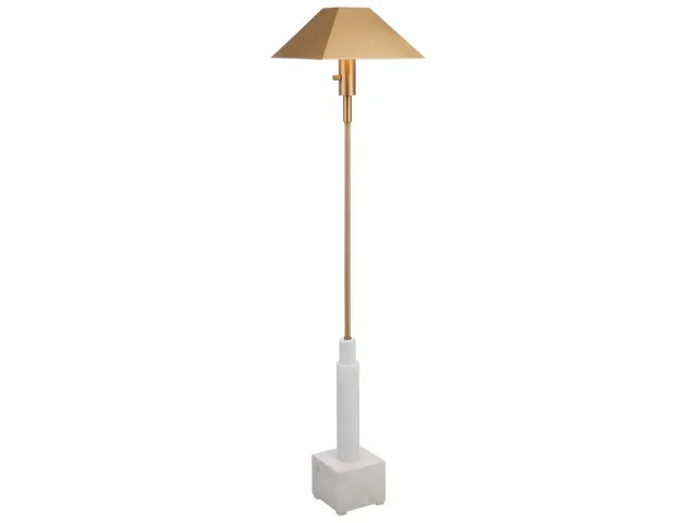 Telescope Floor Lamp - White Marble/Brass