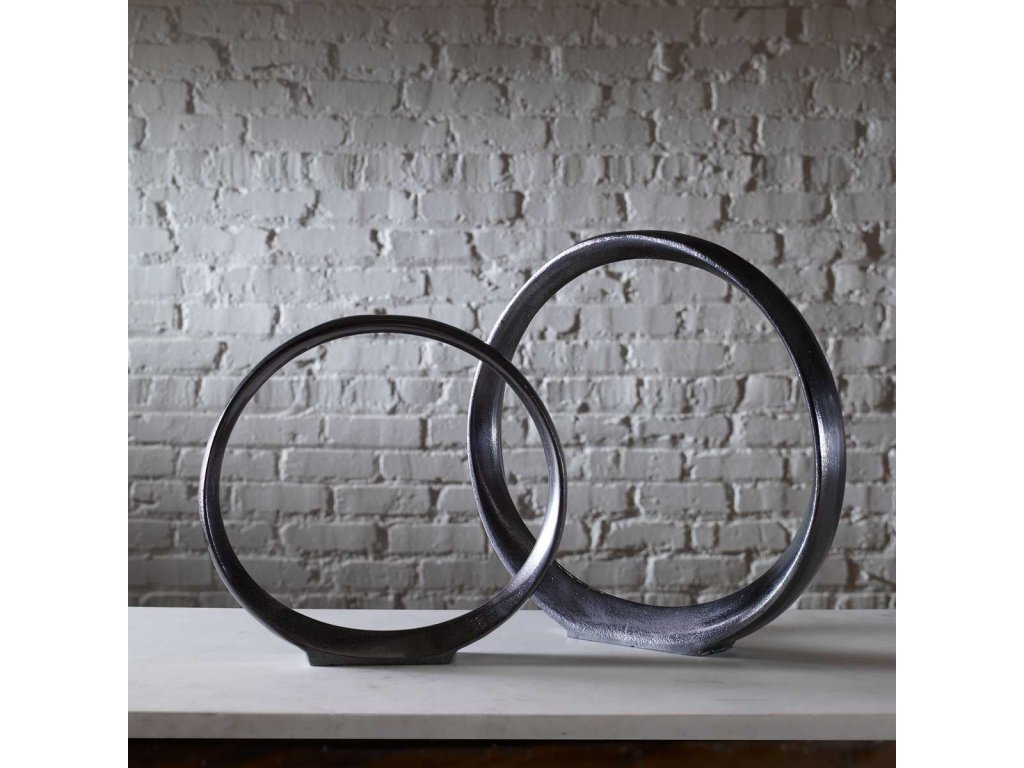Orbits Ring Sculptures, Black Nickel, S/2 - image 1