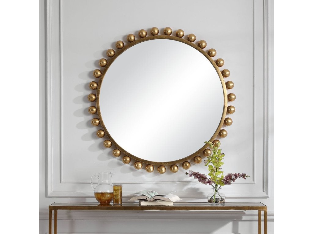 Cyra Round Mirror, Gold - image 4