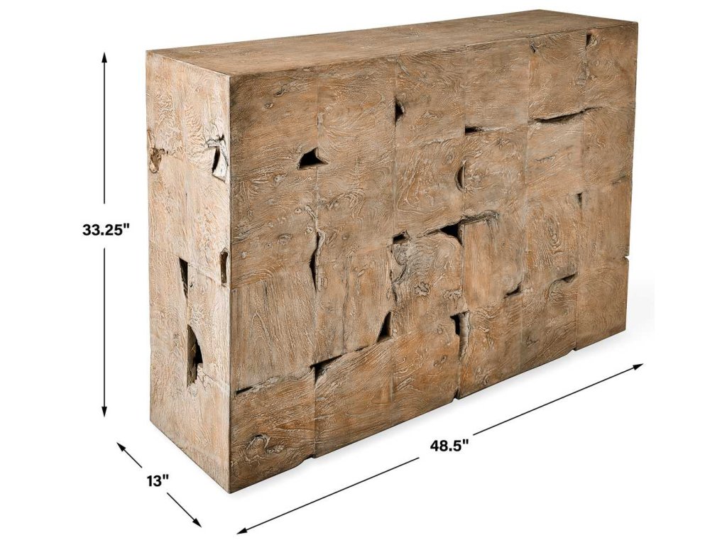 Teak Tac Toe Console Table - Light - image 5