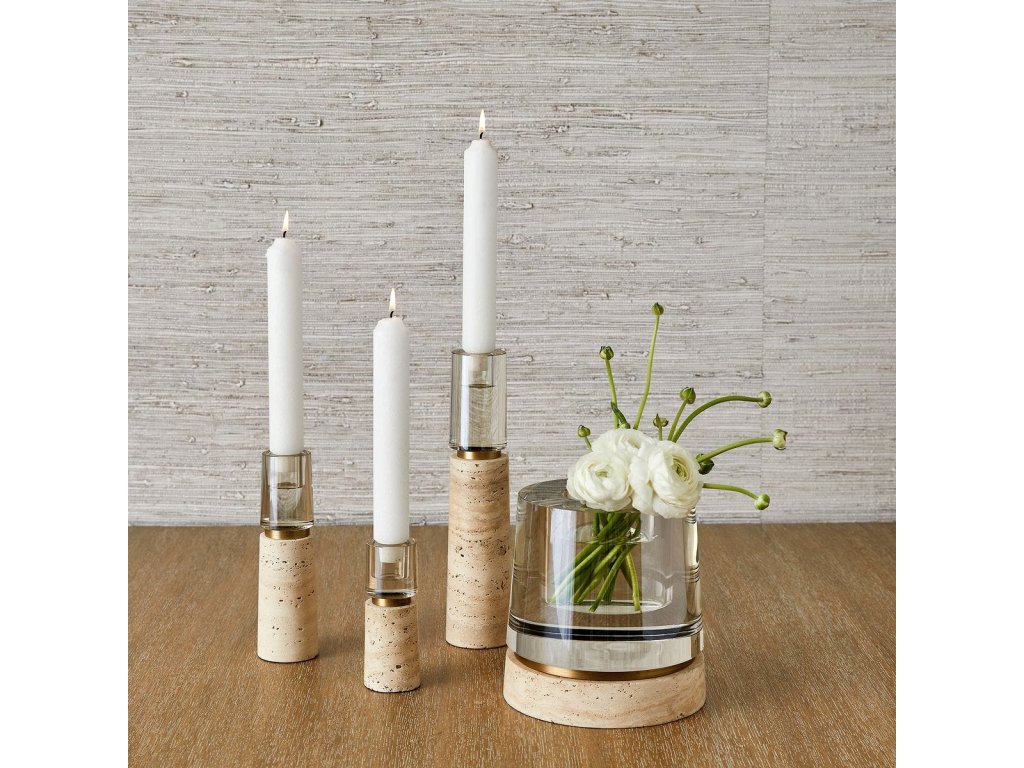Optic Candleholders - Travertine, S/3 - image 2