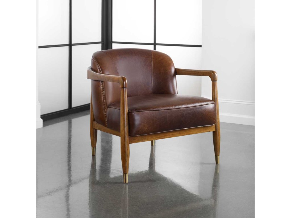 June Accent Chair - Brown Leather - image 1
