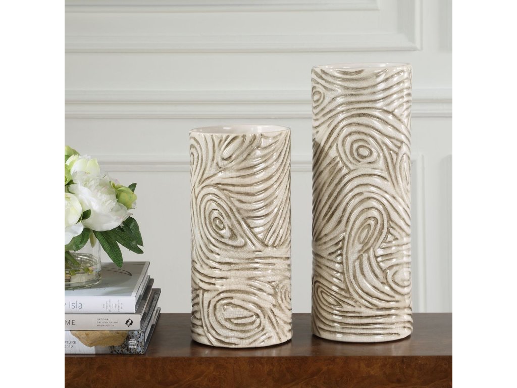 Timber Swirl Vases, S/2 - image 1