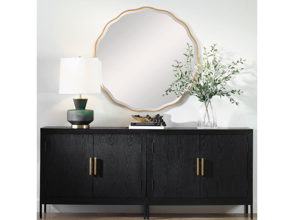 Aneta Round Mirror, Gold - image 1