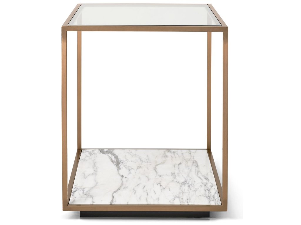 Floating Plane End Table - Marble/Brass - image 3