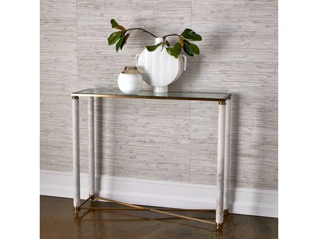 White Pillar Console Table