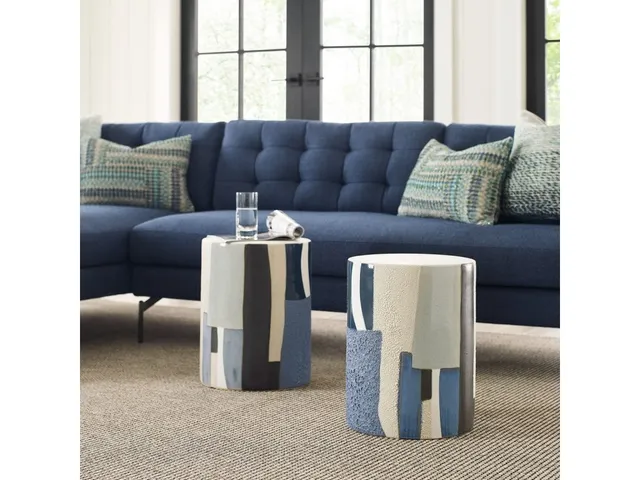 Graph Garden Stool - Blue