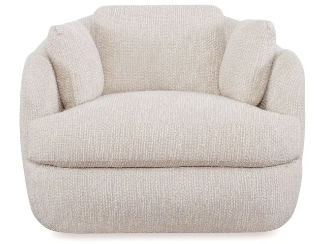 Scoop And A Half Swivel Chair - Cozy Linen