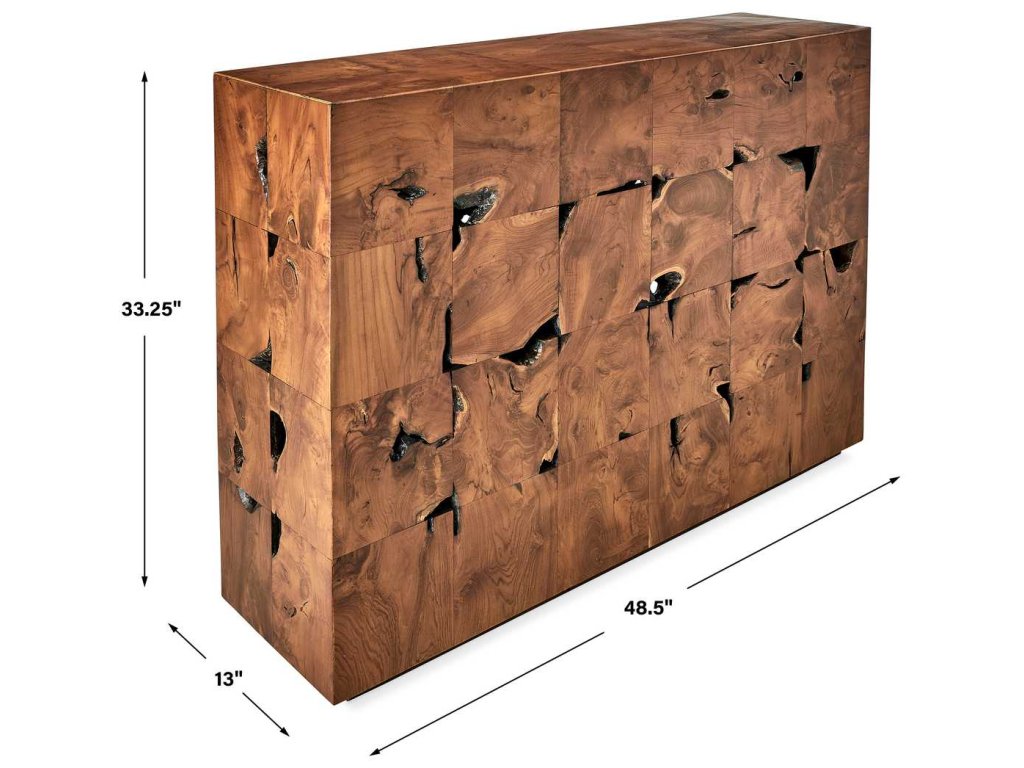 Teak Tac Toe Console Table - Caramel - image 5