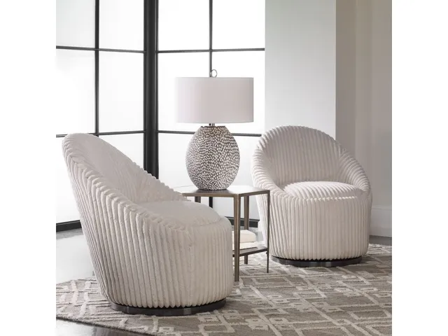 Crue Swivel Chair, Ivory