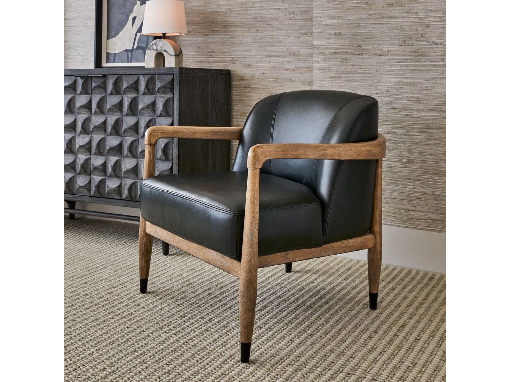 June Accent Chair - Black Leather - image 1