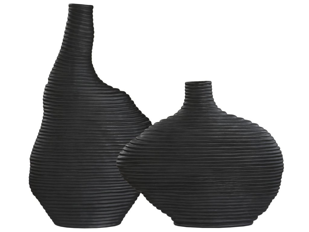 Duostacked Vases, Black, S/2 - image 3