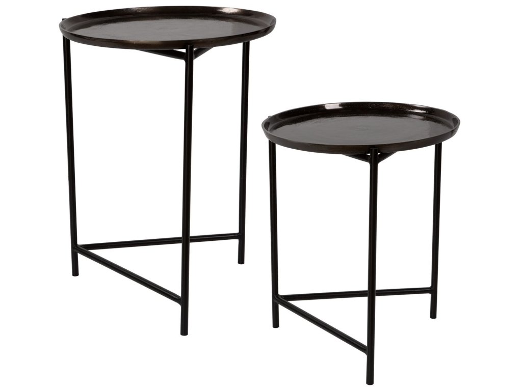Burnett Nesting Tables, Dark Nickel, S/2 - image 2
