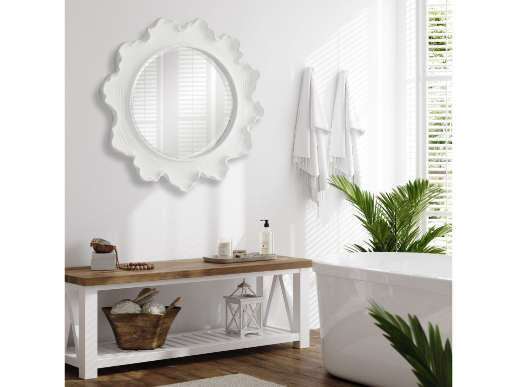 Sea Coral Round Mirror, White - image 1