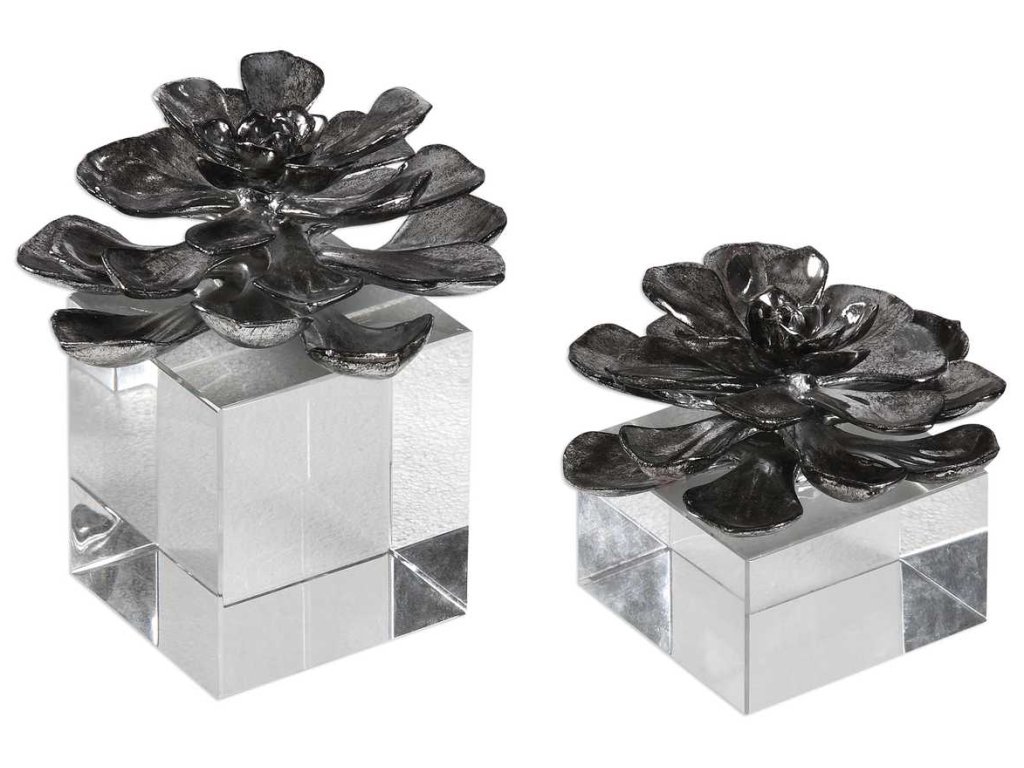 Indian Lotus Sculptures, S/2 - image 5