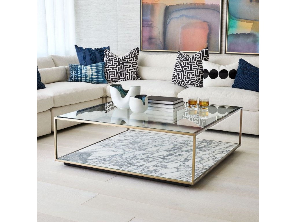Floating Plane Coffee Table - Marble/Brass, 2 Cartons - image 1