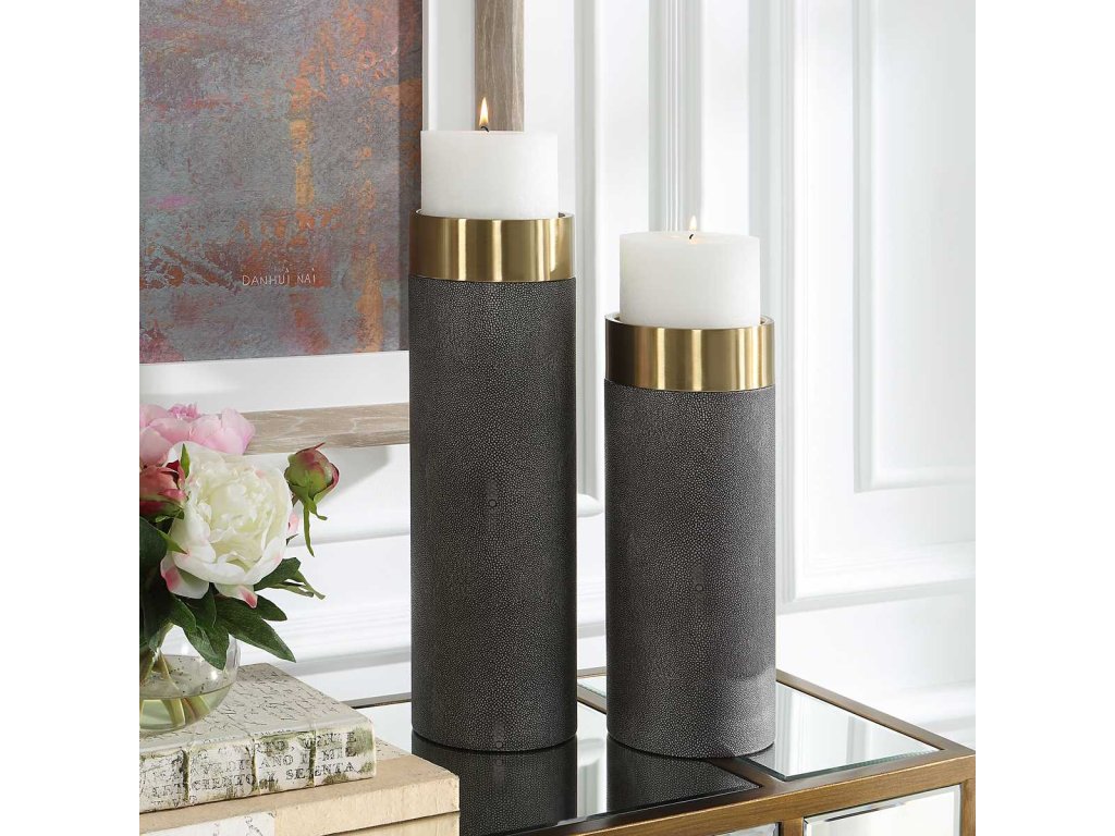 Wessex Candleholders, Gray, S/2 - image 1
