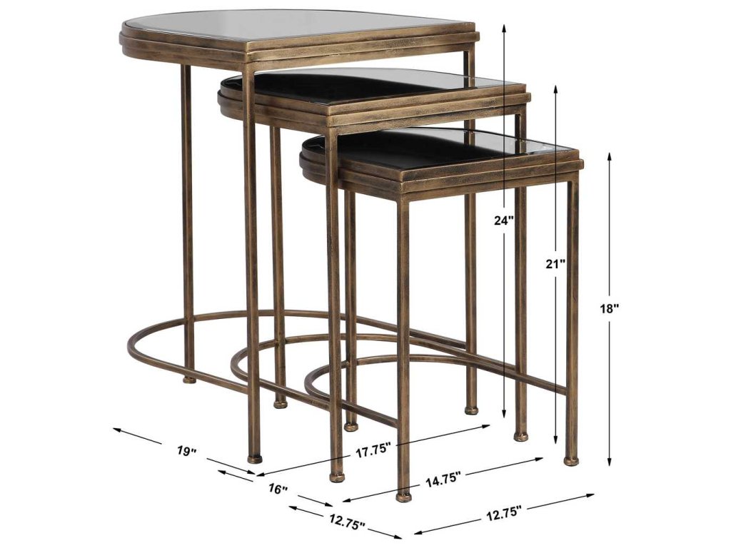 India Nesting Tables, Gold, S/3 - image 8