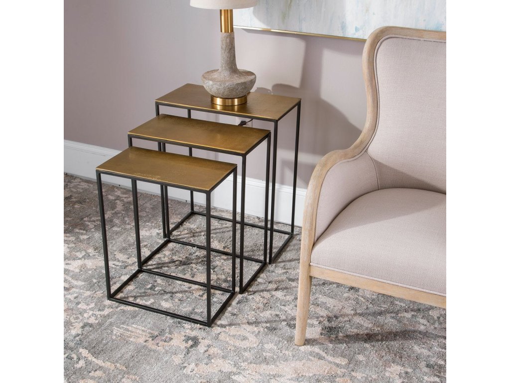 Coreene Nesting Tables, Gold, S/3 - image 4