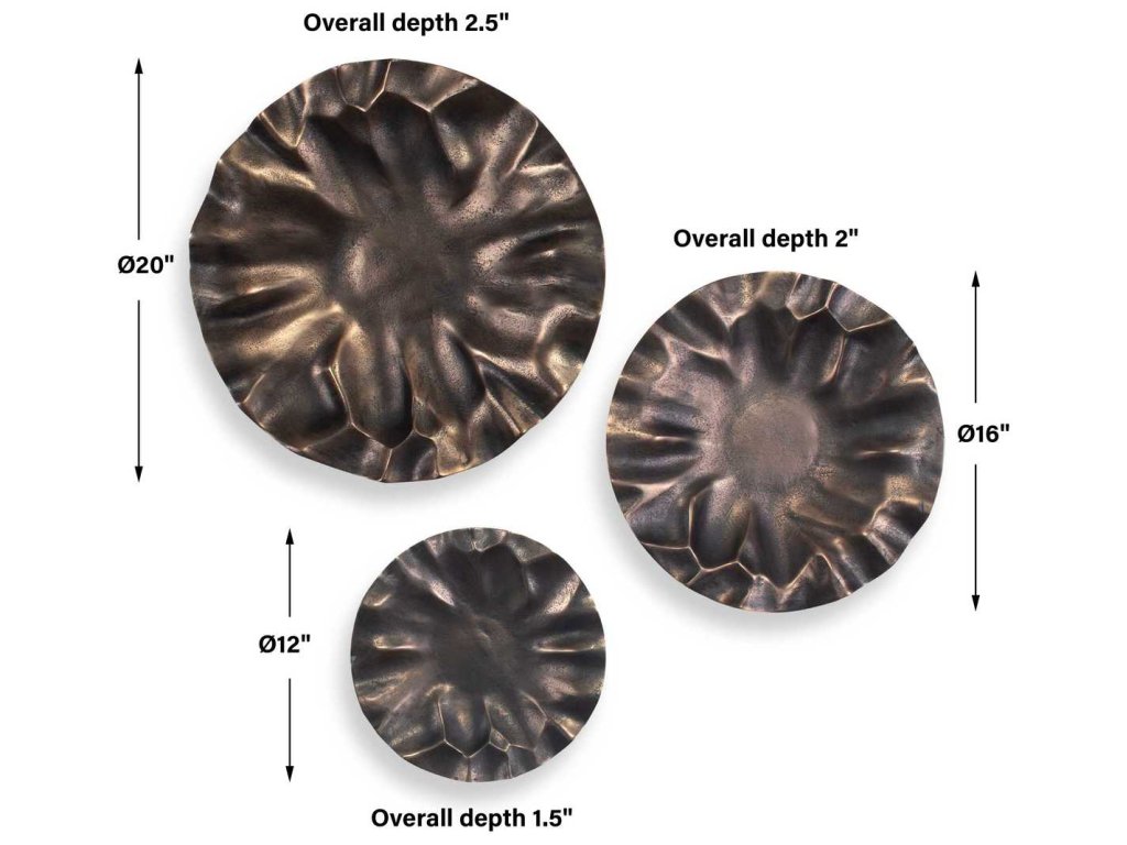 Peonia Outdoor Wall Decor, Bronze, S/3 - image 3