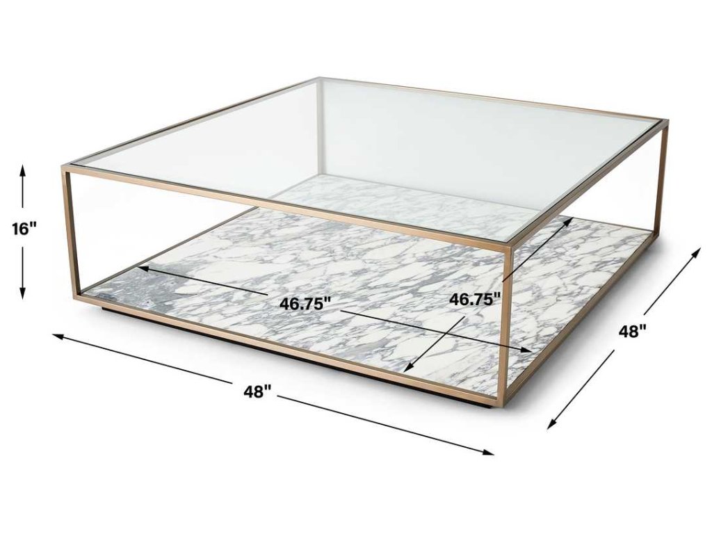 Floating Plane Coffee Table - Marble/Brass, 2 Cartons - image 4