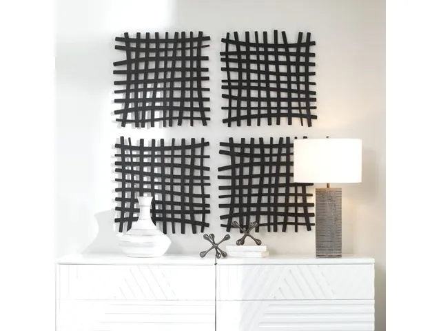 Gridlines Metal Wall Decor, Black - Alternative View