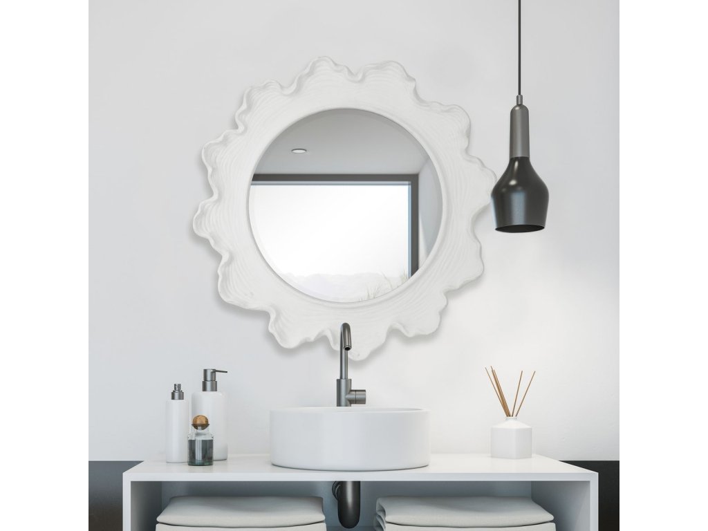 Sea Coral Round Mirror, White - image 4