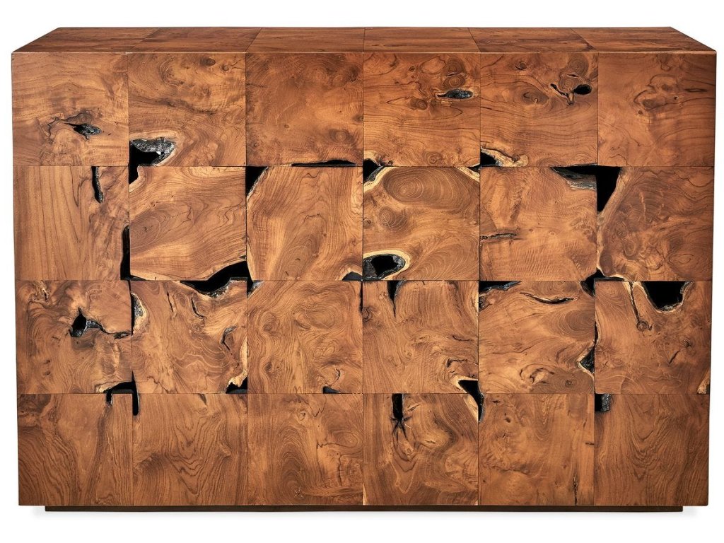 Teak Tac Toe Console Table - Caramel - main image
