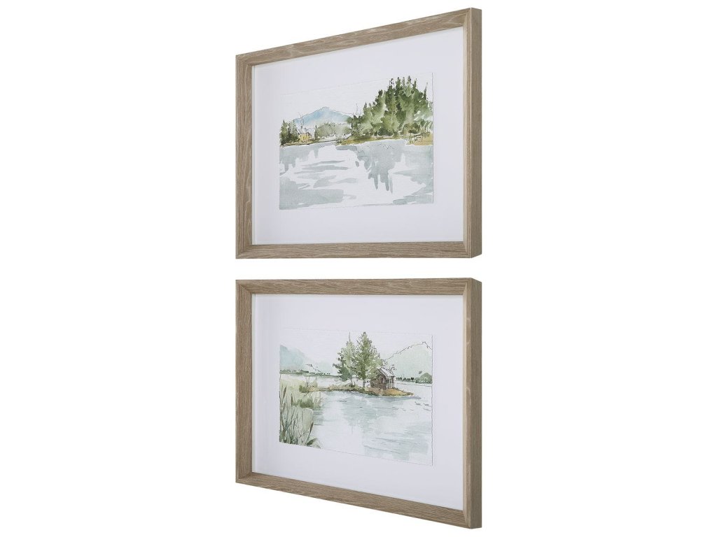 Serene Lake Framed Prints, S/2 - image 3