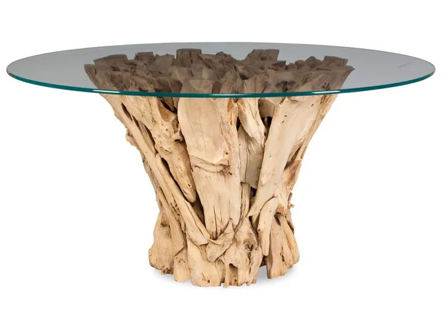 Teak Root Dining Table - Round Bleached, 2 Cartons