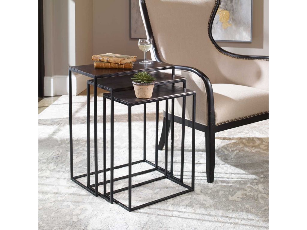 Coreene Nesting Tables, Black, S/3 - image 4