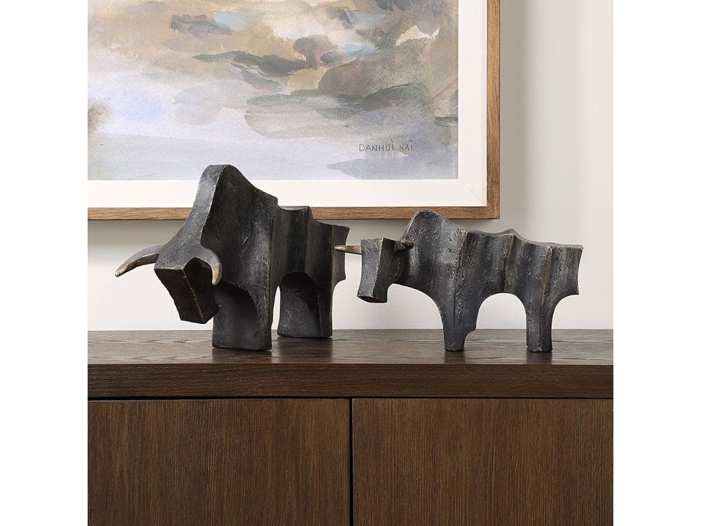 Regal Bull Sculptures, S/2 - image 1