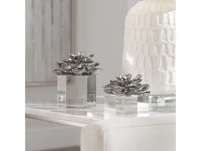 Indian Lotus Sculptures, S/2 - Alternative View