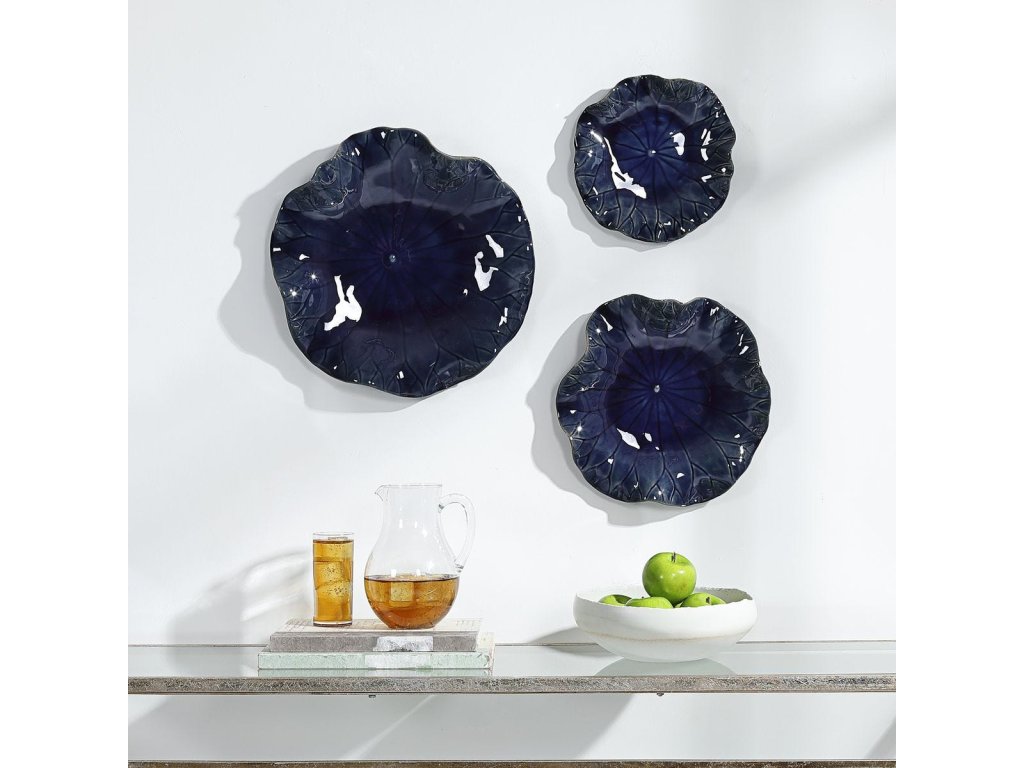 Abella Ceramic Outdoor Wall Decor, Cobalt, S/3 - image 3