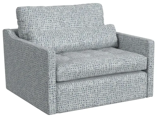 Slope Tufted Swivel Chair-And-A-Half - Dashing Blue