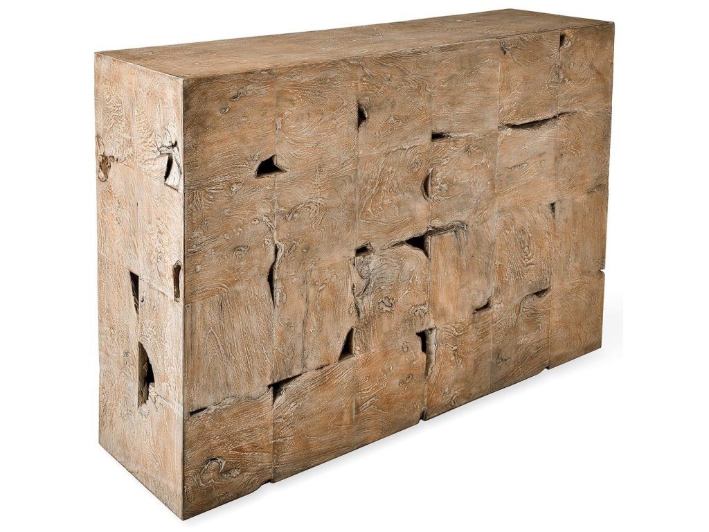Teak Tac Toe Console Table - Light - image 2