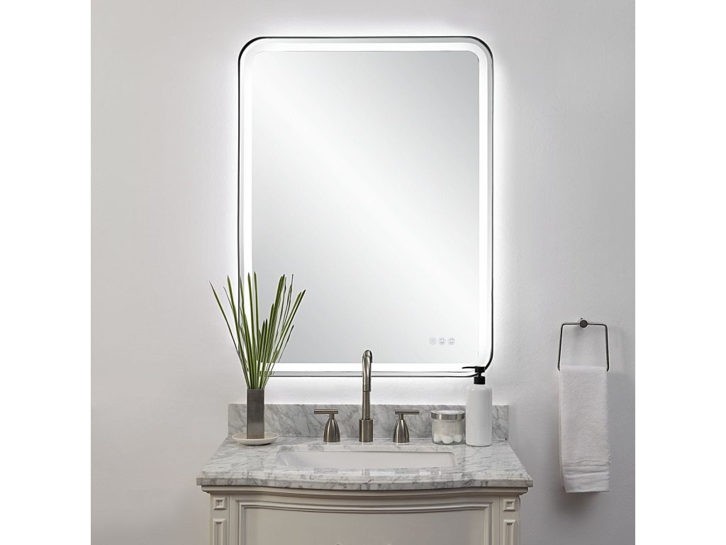 Crofton Lighted Large Mirror, Black - image 1