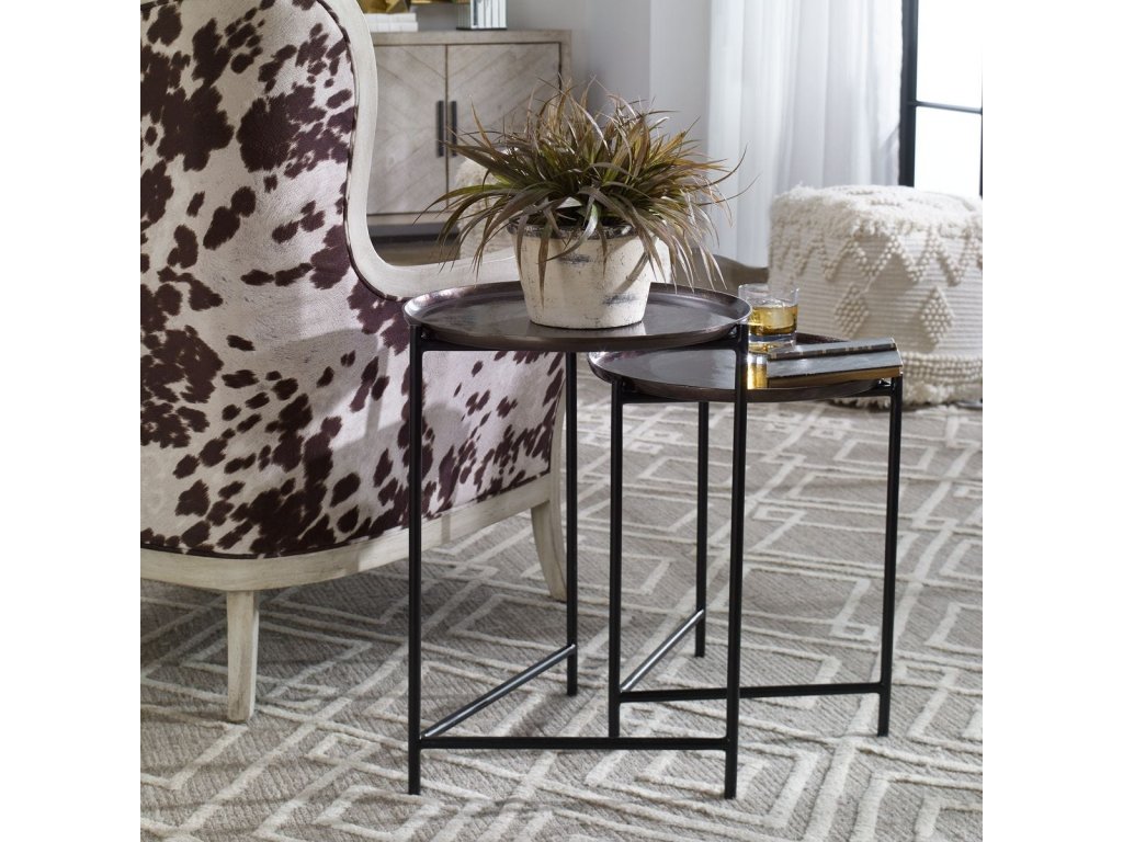 Burnett Nesting Tables, Dark Nickel, S/2 - image 1