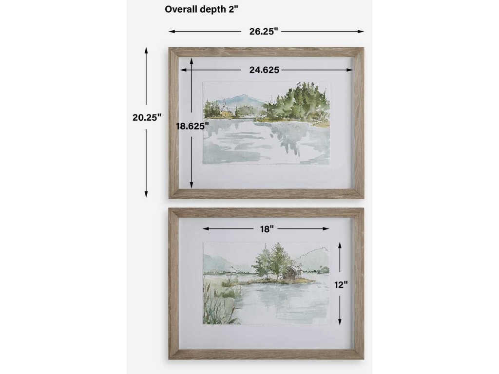 Serene Lake Framed Prints, S/2 - image 6